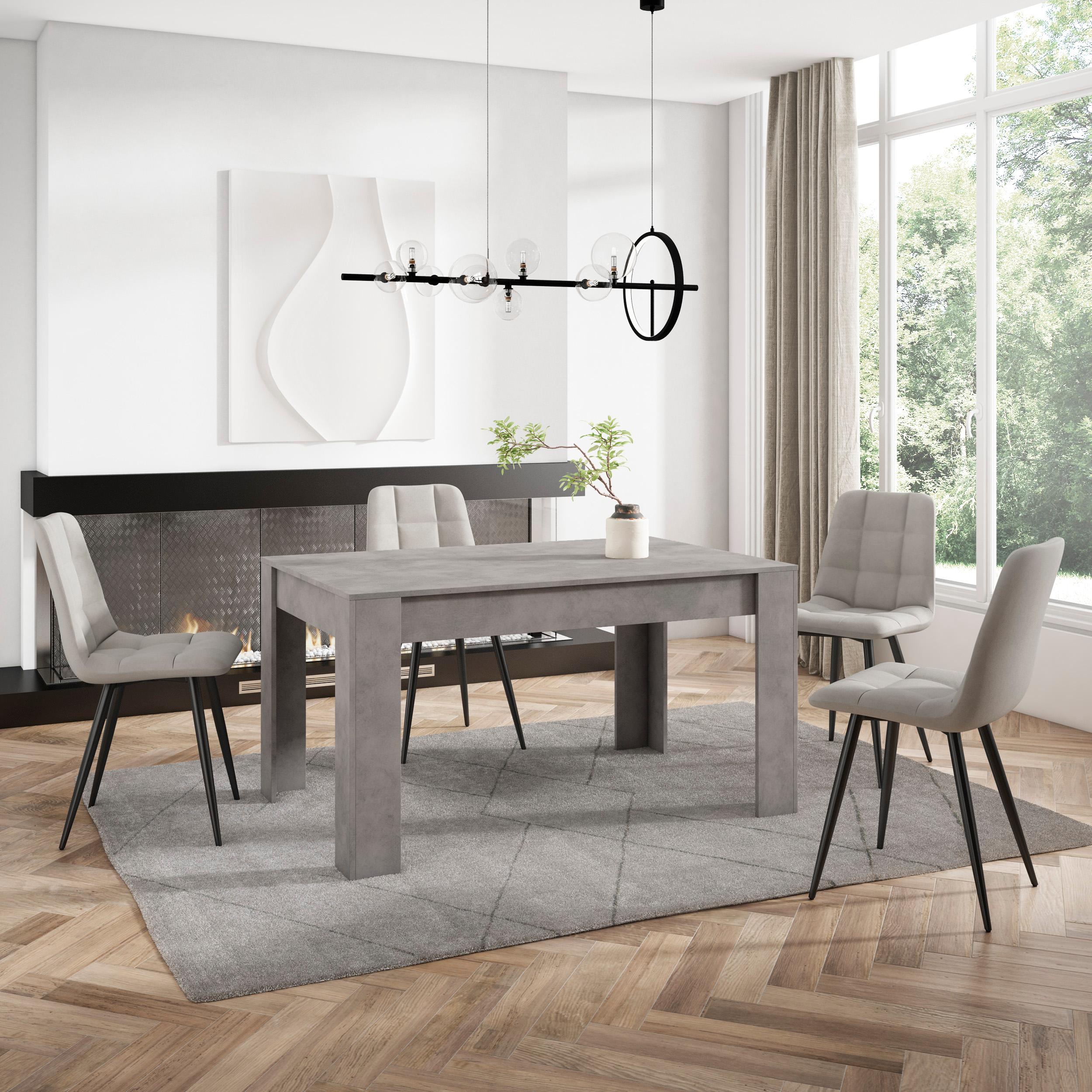 Tavolo da Pranzo, 140x90x76cm, Per 6 persone, Tavolo Cucina, grigio cemento RF3656