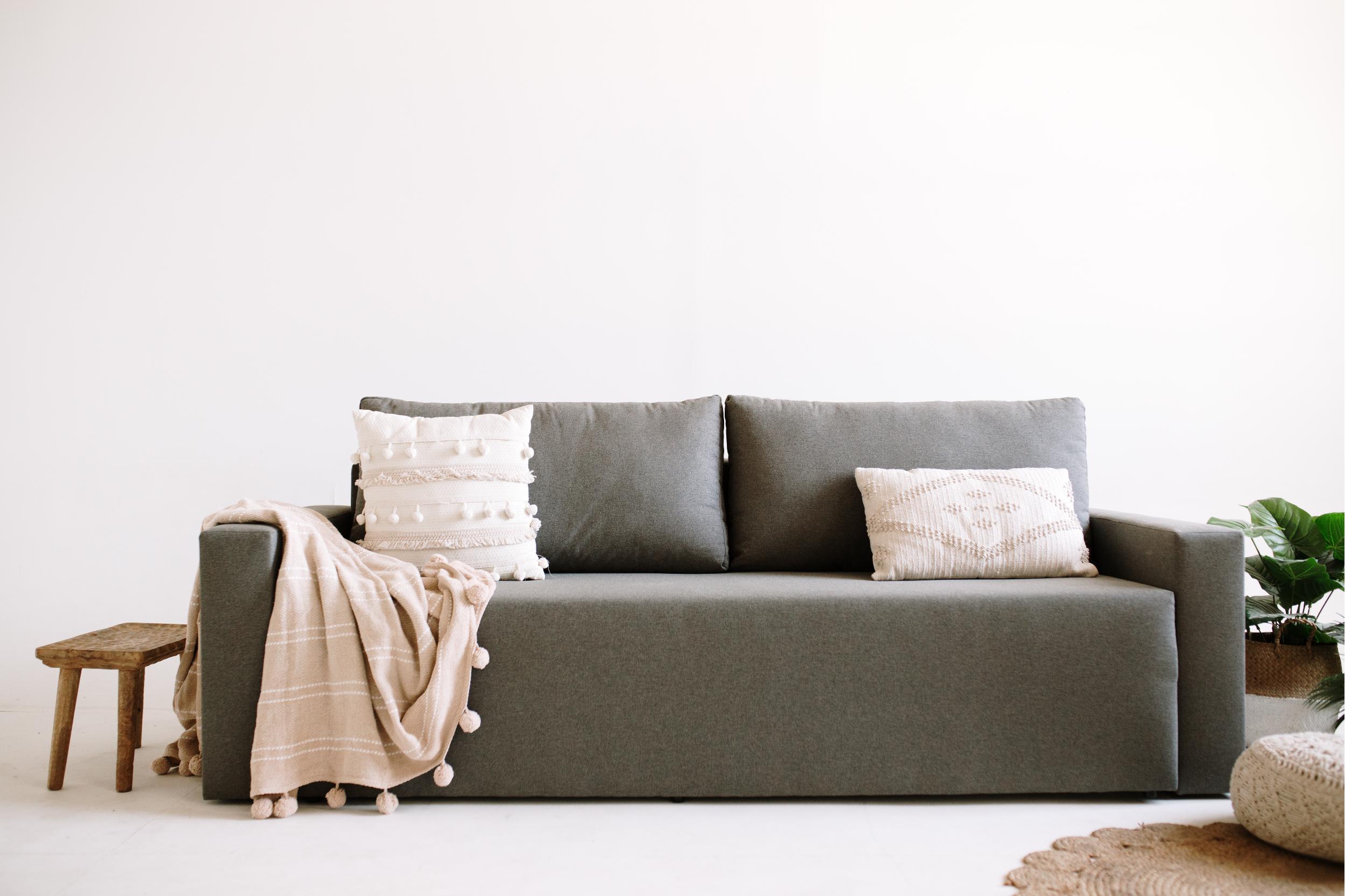 Divano letto 225x92x92cm colore grigio chiaro, trasformabile in letto, apertura scorrevole modello CLOUD RF993